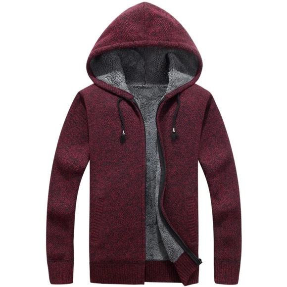 Men's Korean Style Knit Cardigan Long Sleeve Hoodie - Picture 5 of 5